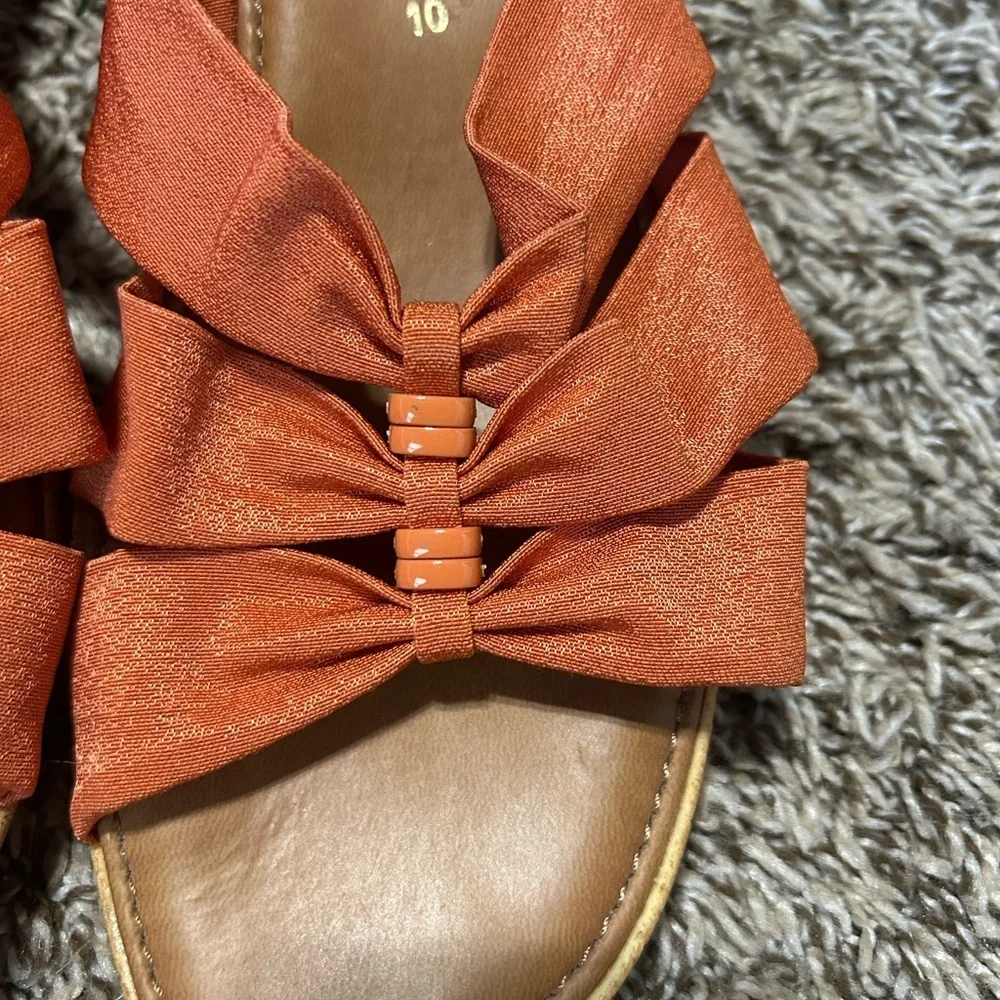 Italian Shoemakers Orange Brown Sandals with Knotted Design